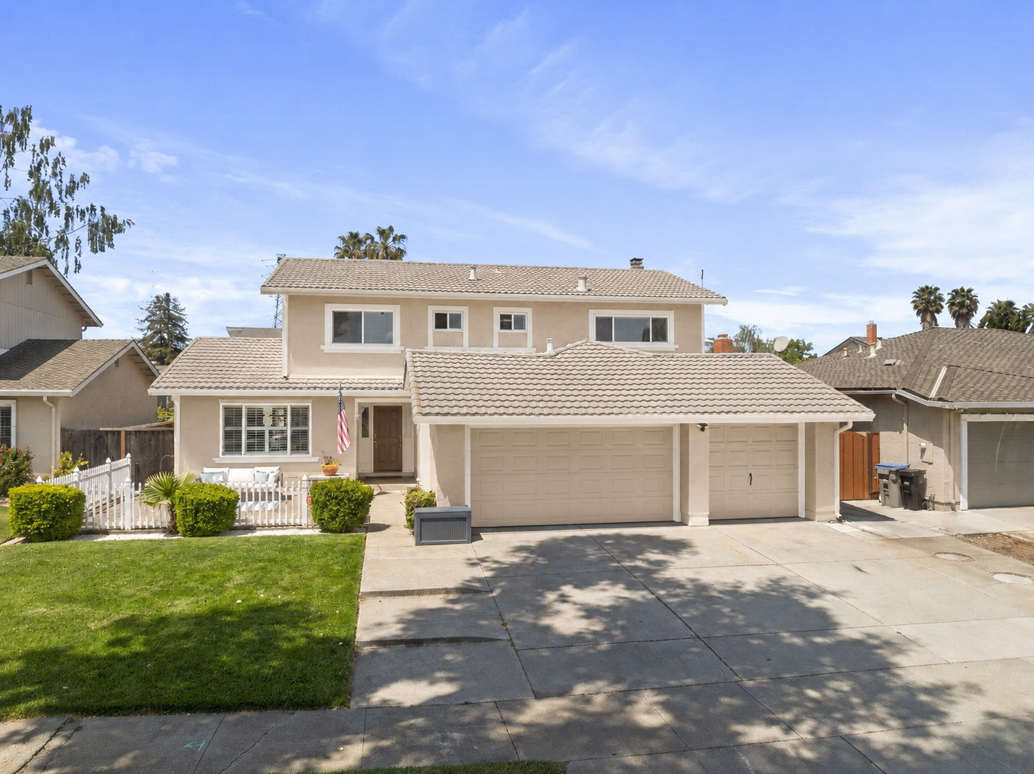 Beige exterior paint mockup with white trim