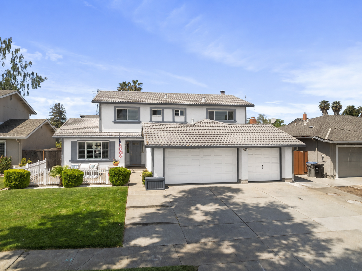 White exterior paint mockup with gray trim